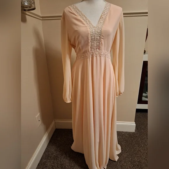 long flowy peach dress Boho Chiffon Peach Halter Long Birdesmaid Dress – FancyVestido